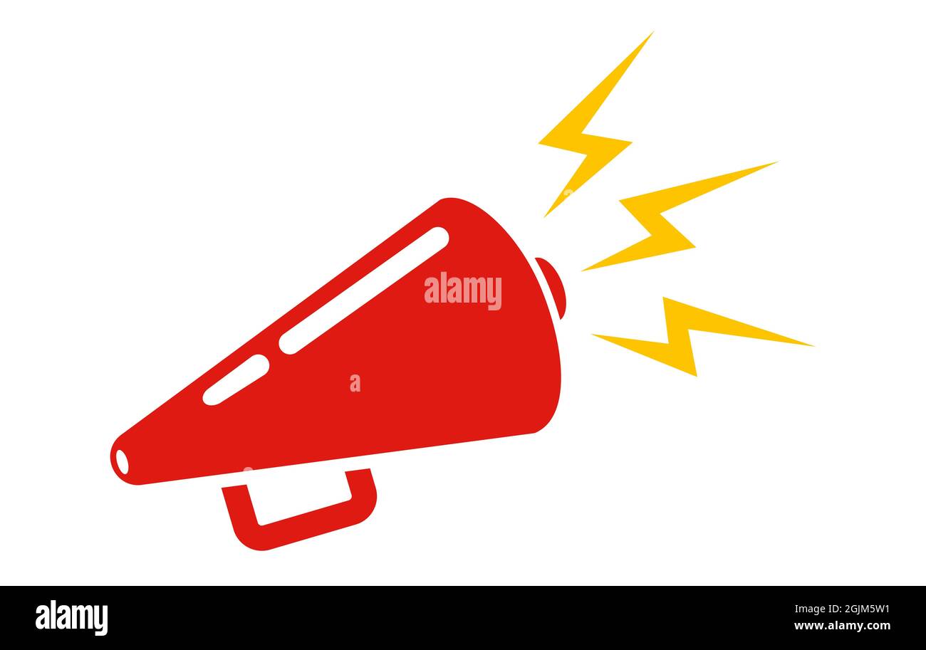 Vector vintage icon of red megaphone. Vector red megaphone in retro style. Stock Vector