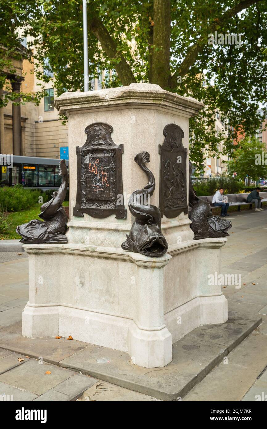 Vacant plinth of the statue of the former slave-trader Edward Colston, Bristol, UK Stock Photo