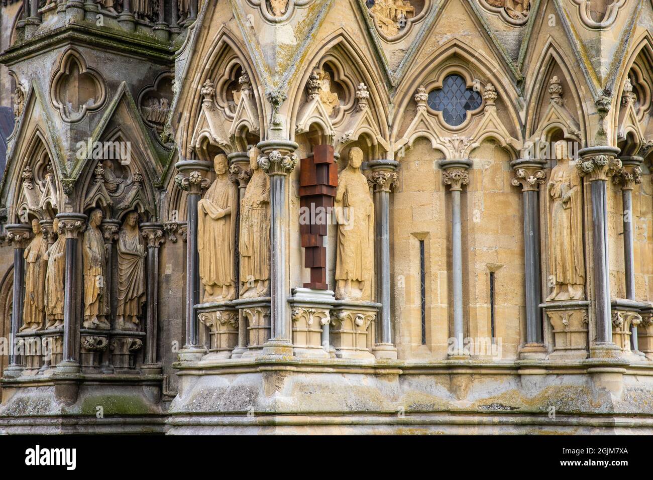 New Antony Gormley sculpture outside Wells Cathedral, Somerset Stock Photo