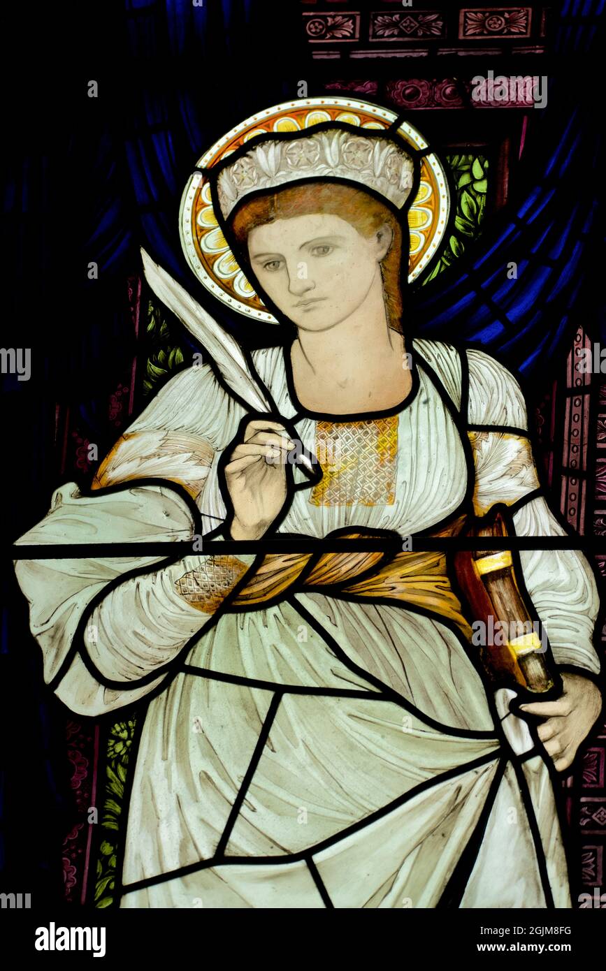 Detail of St Catherine of Alexandria in the St Catherine stained glass ...
