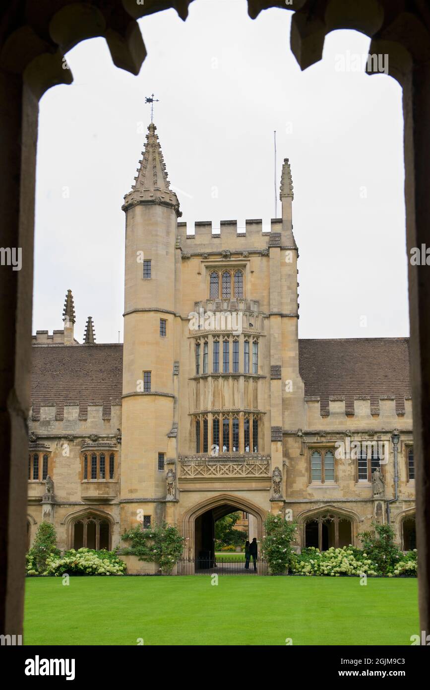 Framed perspective of the cloisters of Magdalen College with Founders