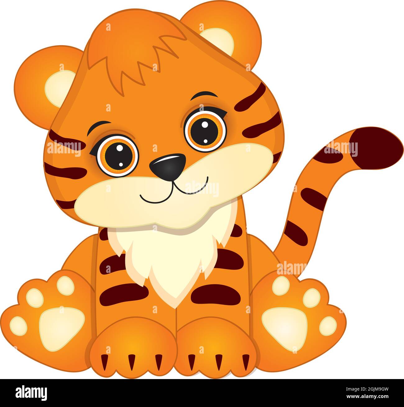 Cute Cartoon Baby Tiger Sitting. Vector Tiger Stock Vector Image & Art -  Alamy