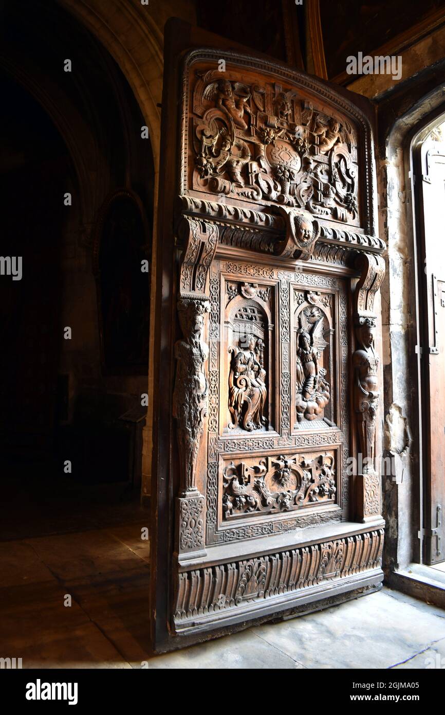 Basilica of Saint-Pierre in Avignon. Entrance door. Stock Photo