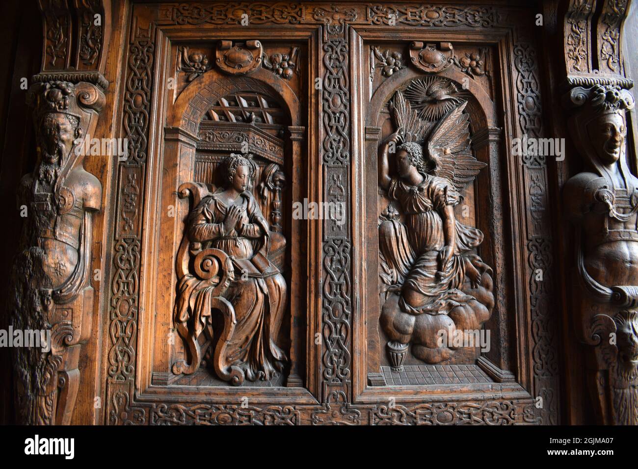 Basilica of Saint-Pierre in Avignon. Entrance door. (detail) Stock Photo