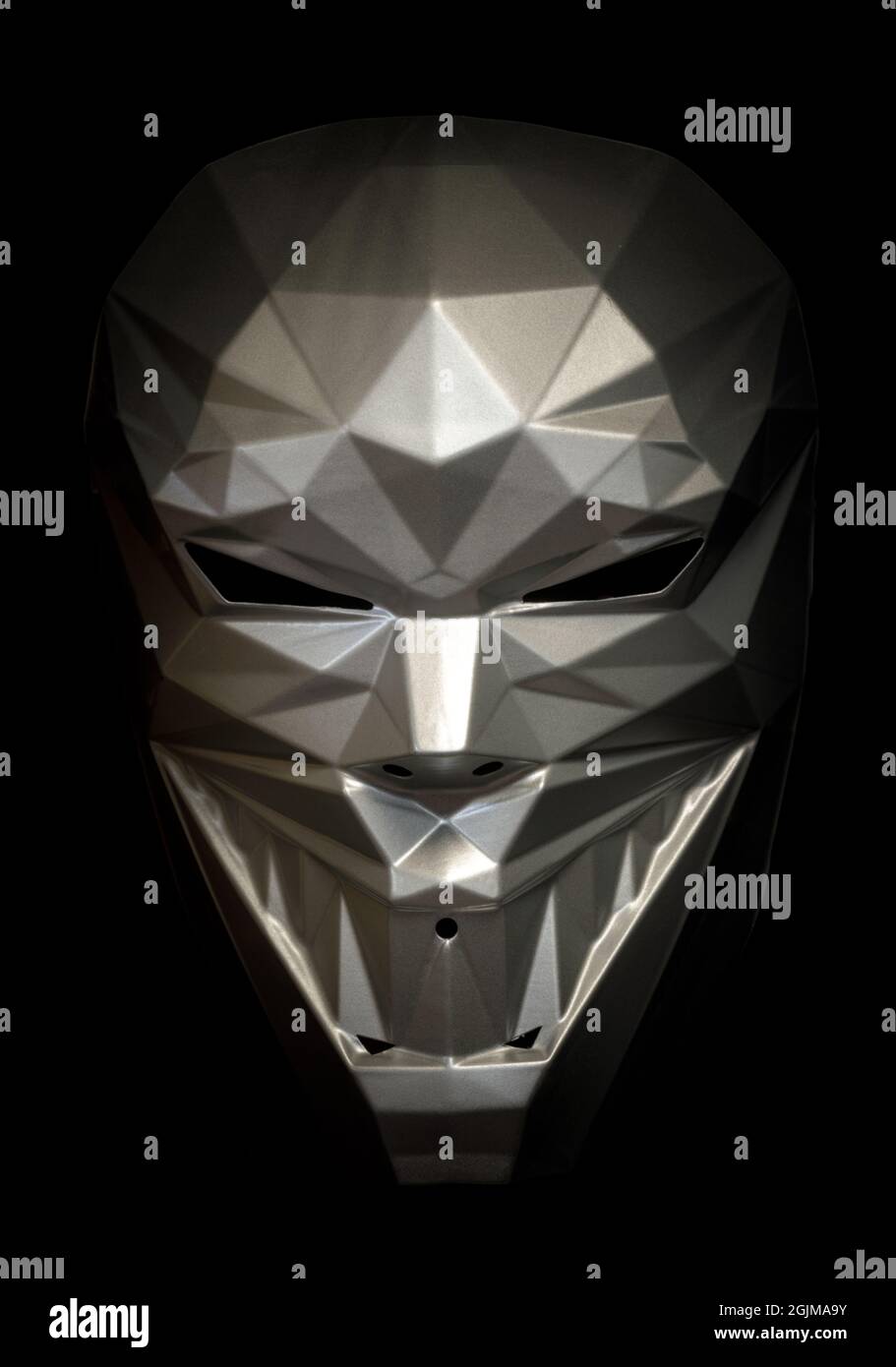 Fractal Smiler Face Mask Isolated Against Black Background Stock Photo