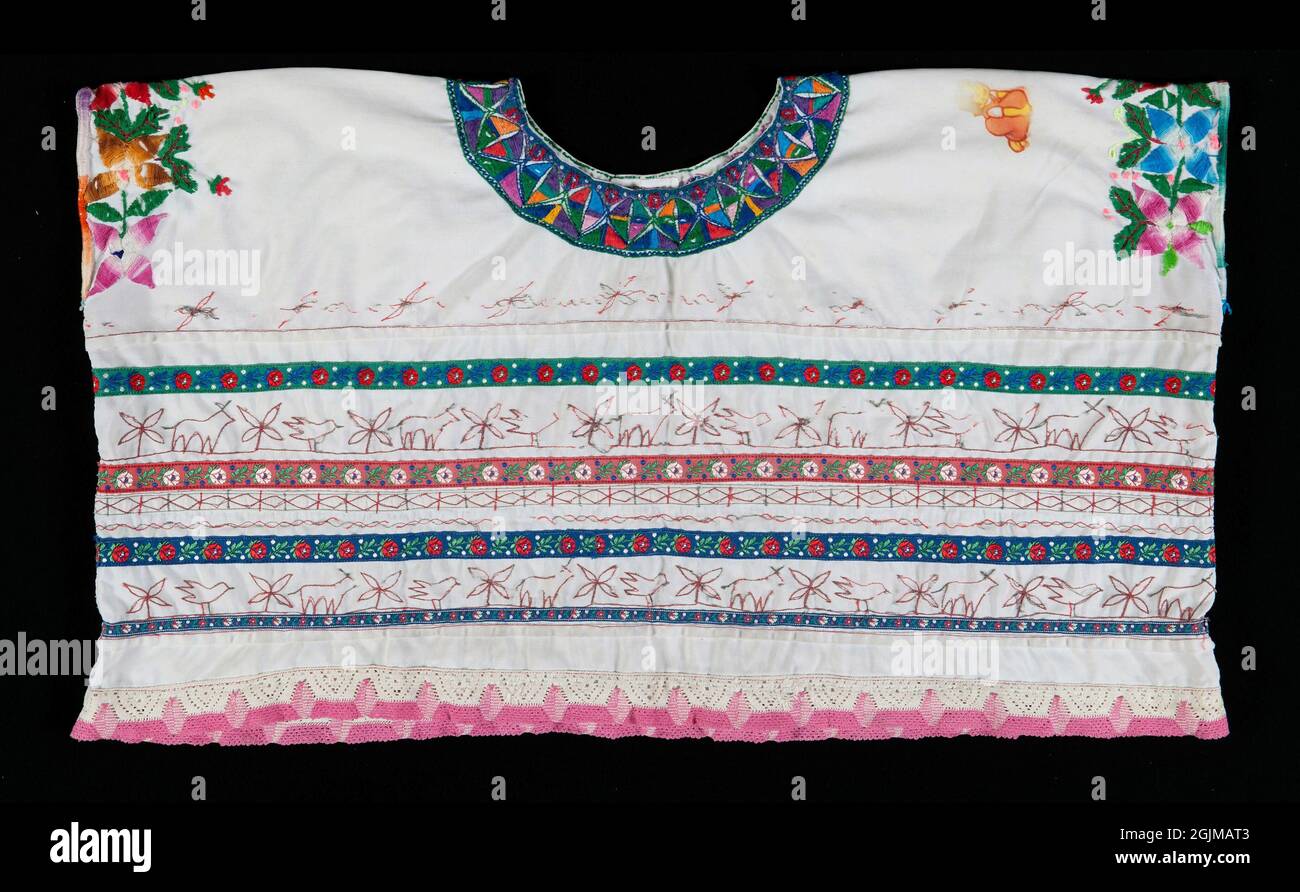 Woman's huipil (blouse typegarment) from Aguacatan, Huehuetenango, Guatemala. Contemporary Guatemalan Maya costume. Stock Photo