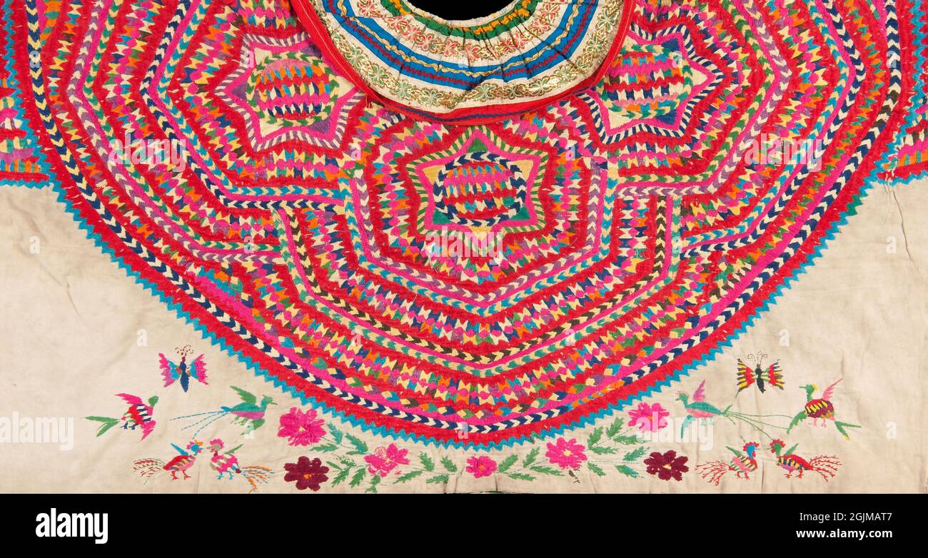 Embroidered woman' huipil from San Mateo Ixtatán, Huehuetenango, Guatemala. San Mateo is a Mam speaking Maya community in the Guatemalan highands. Stock Photo