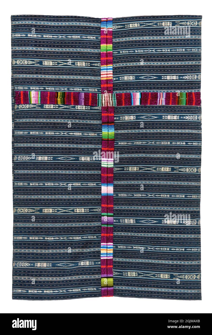 Woman's skirt from Chichicastenango, El Quiché, Guatemala. Guatemalan Maya weaving with ikat and an embroidered joining stitch Stock Photo