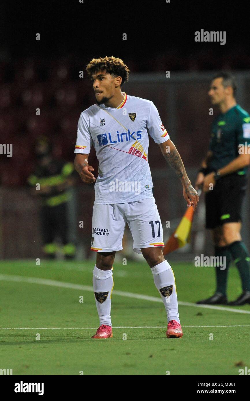 Benevento, Italy. 10th Sep, 2021. Valentin Gendrey player of Lecce, during  the match of the Italian Serie B championship between Benevento vs Lecce  final result 0-0, match played at the Ciro Vigorito