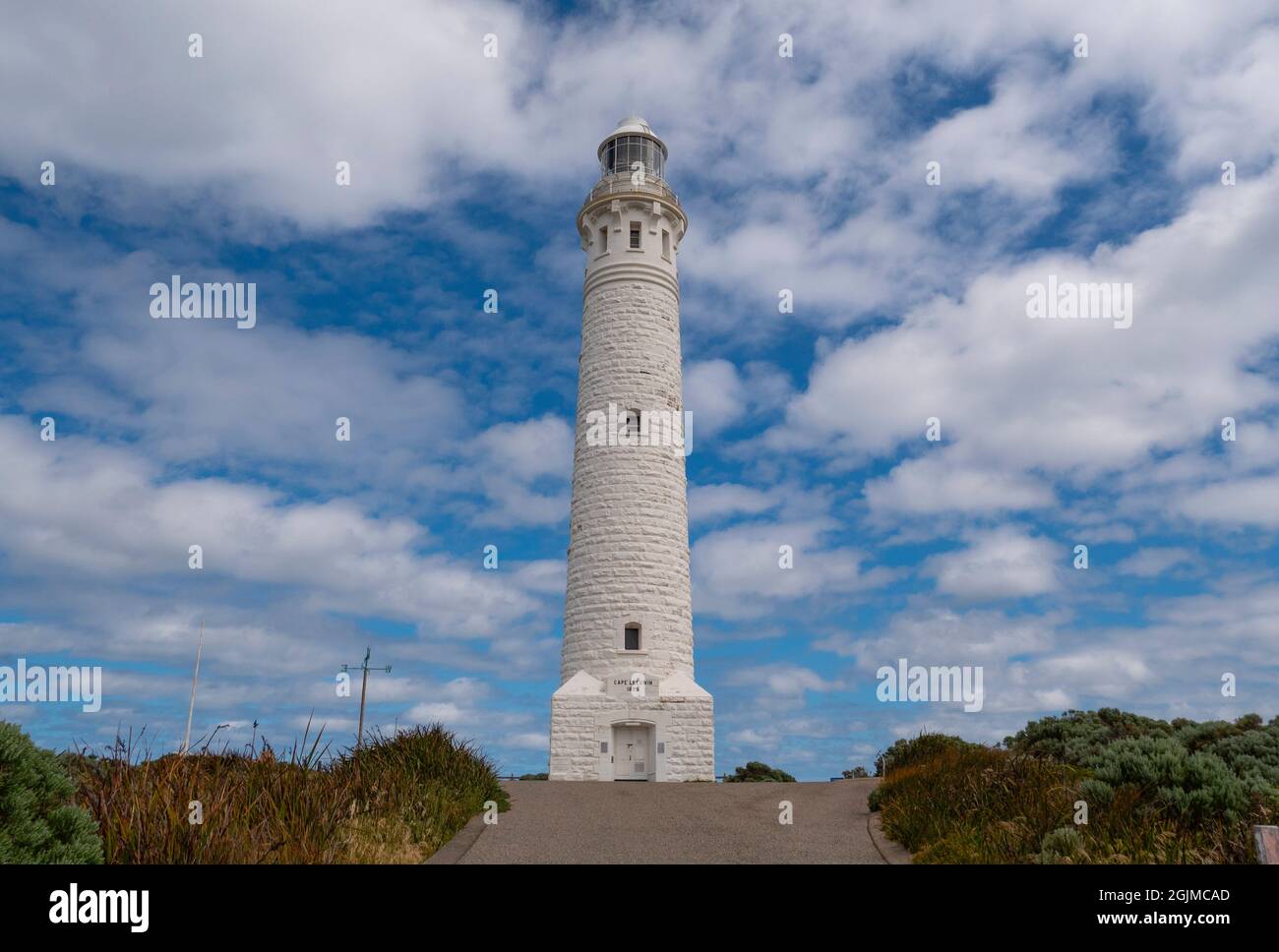 Cape Leeuwin Lighthouse was built in 1895 where the Indian and Southern oceans meet. Stock Photo