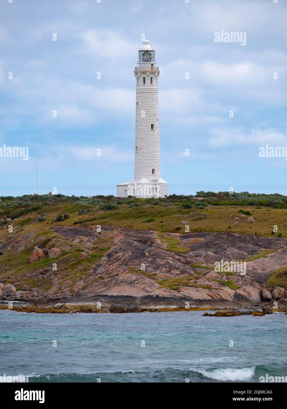 Cape Leeuwin Lighthouse viewed across water was built in 1895. Stock Photo