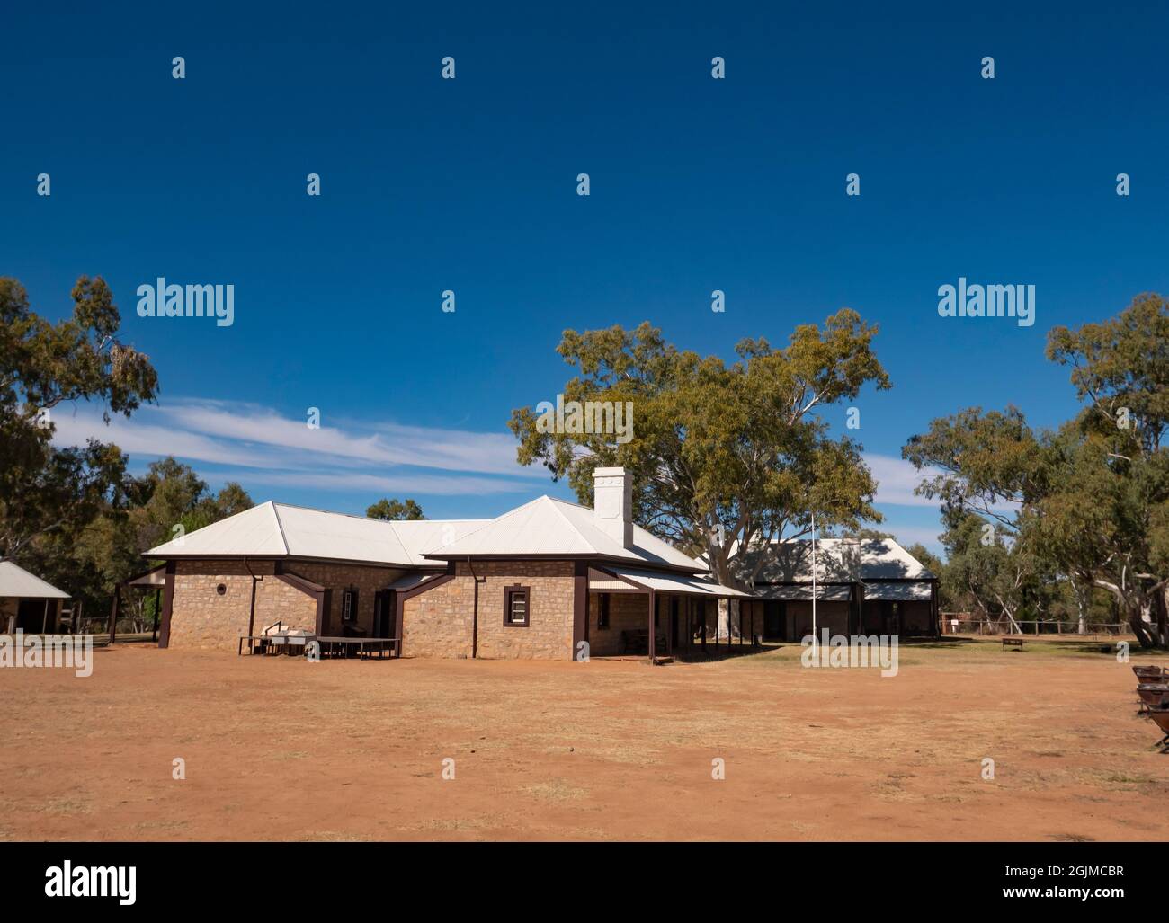 Overland Telegraph Station at Alice Springs. Heritage tourist attraction in Central Australia. Stock Photo