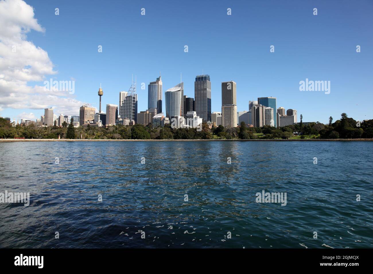 Sydney City Skyline view across farm cove. Sydney is Australia's largest city and a popular tourist destination. Stock Photo