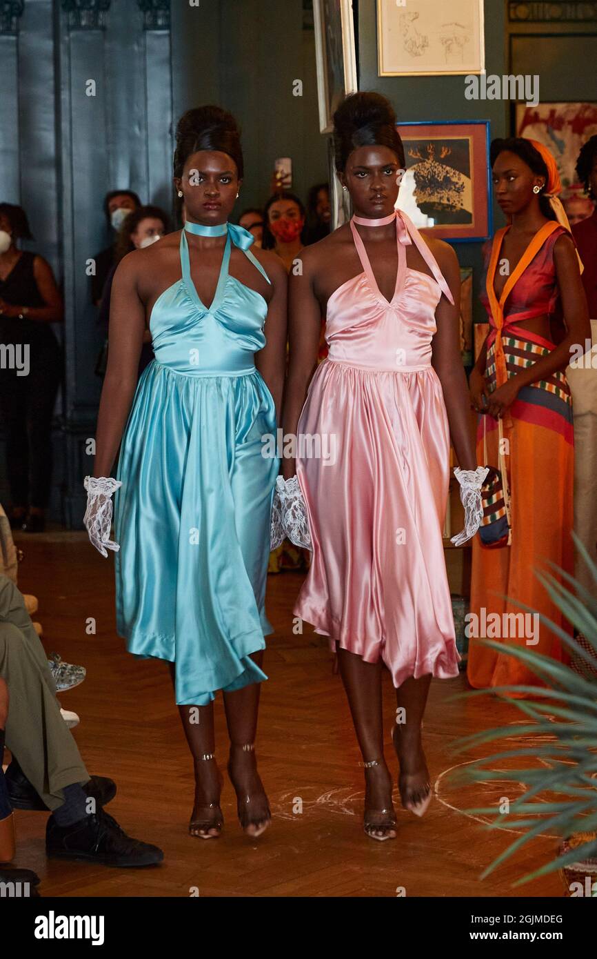 New York, USA. 10th Sep, 2021. House of Aama presents Spring/Summer 22  Collection by mother and daughter design duo, Rebecca Henry and Akua  Shabaka (Credit Image: © Mark J. Sullivan/ZUMA Press Wire