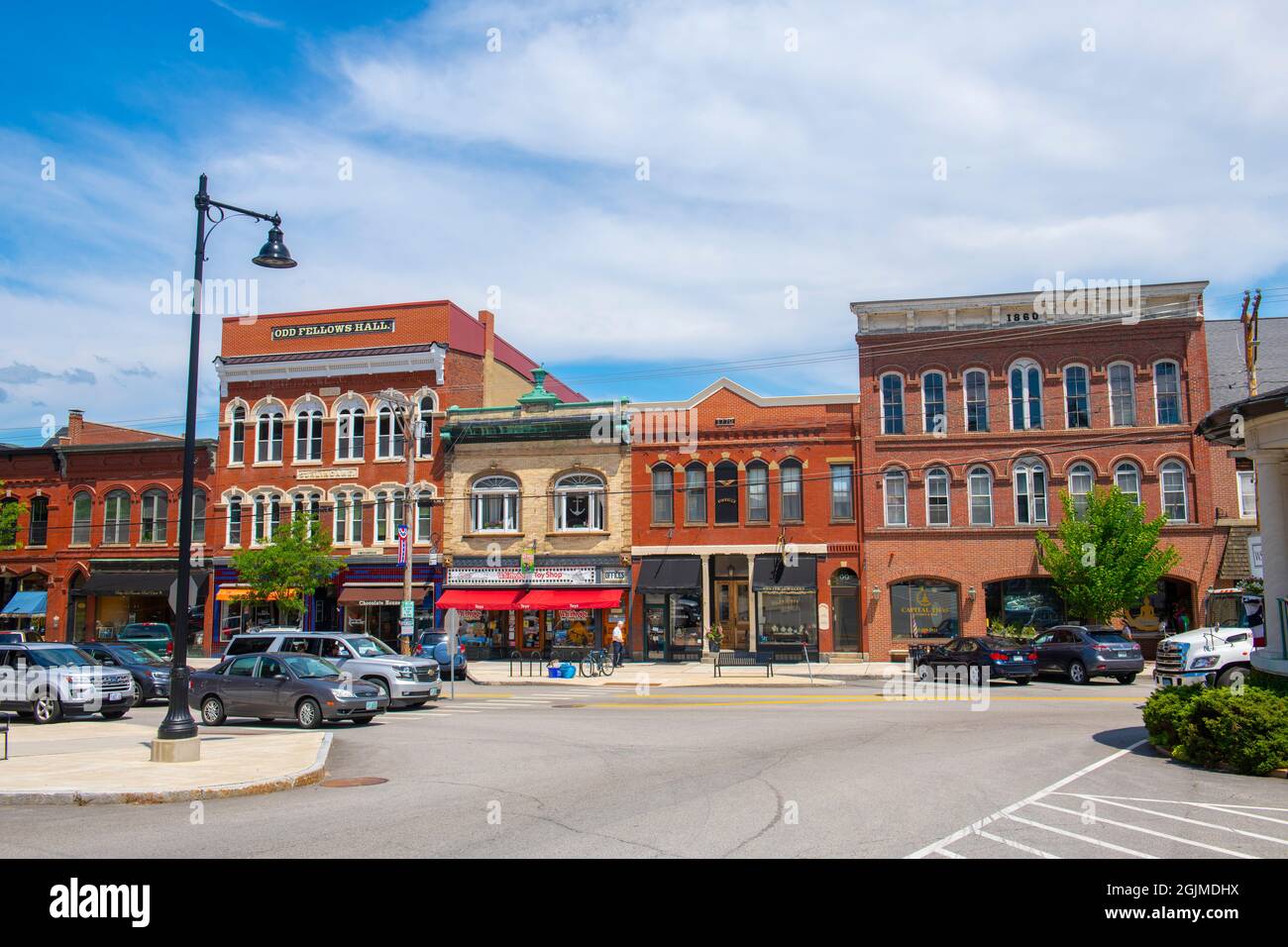 Historic Italianate style commercial building and Bandstand at Water ...