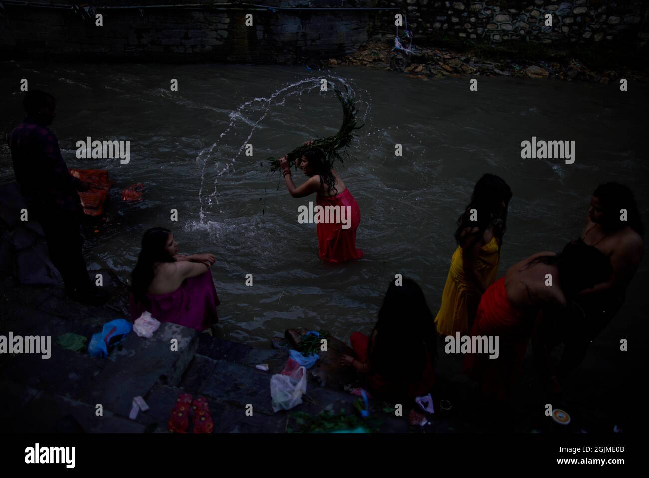 Kathmandu Nepal 11th Sep 2021 Nepalese Hindu Women Take A Ritual Bath During Rishi Panchami