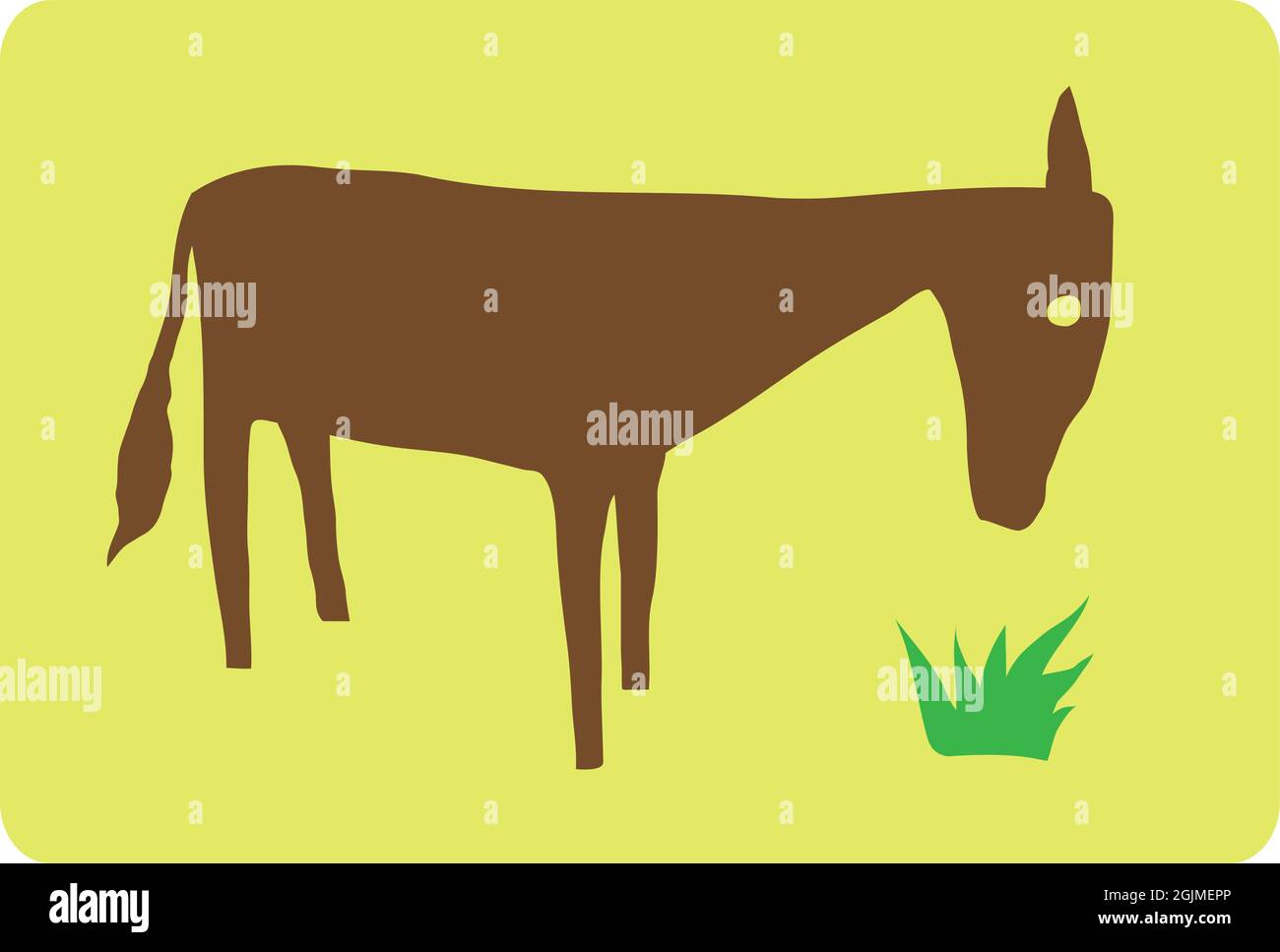 Vector image of a horse eating grass. Easy editable layered vector illustration. Farm Animal. Stock Vector