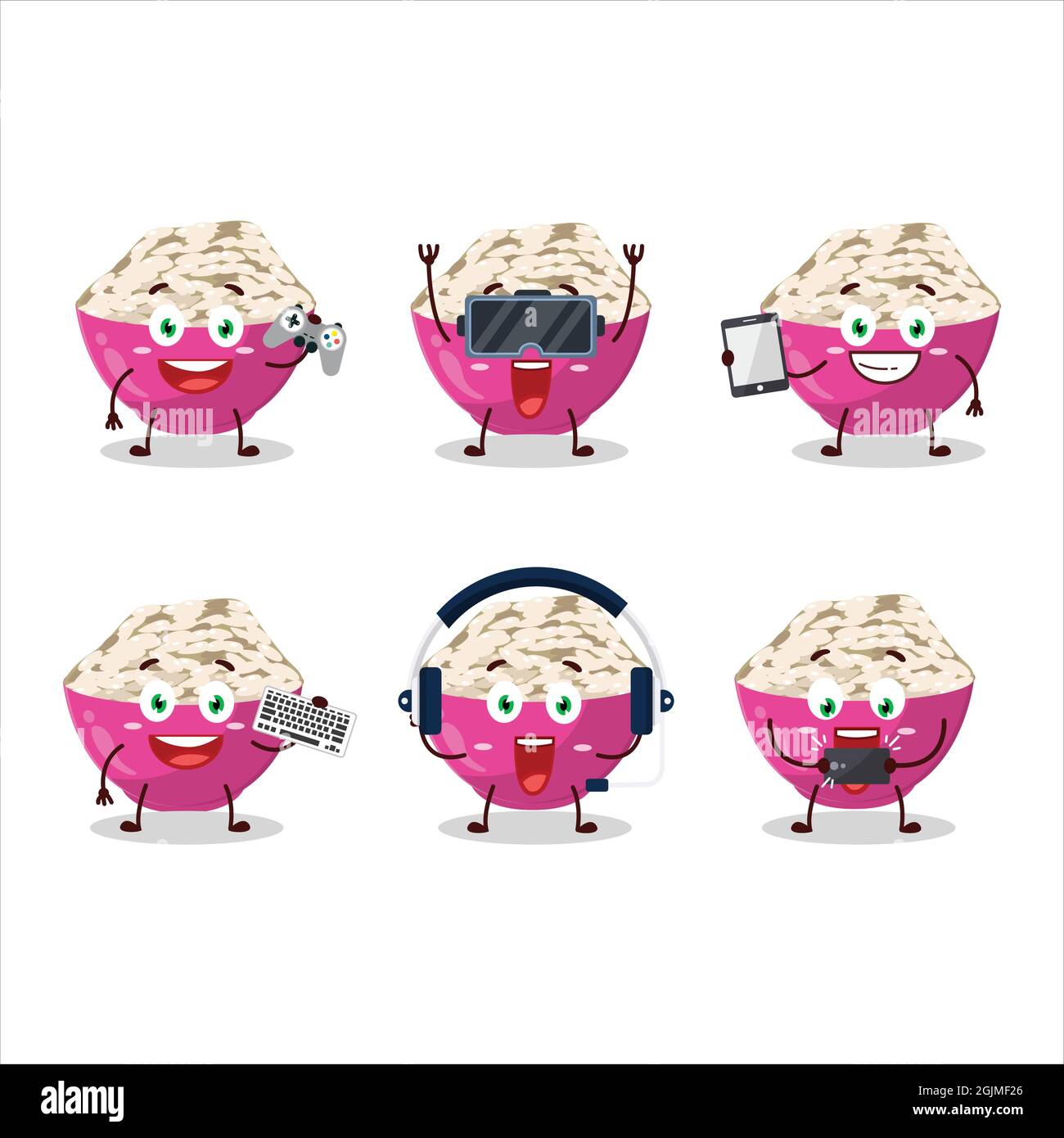 Basmati rice cartoon character are playing games with various cute ...
