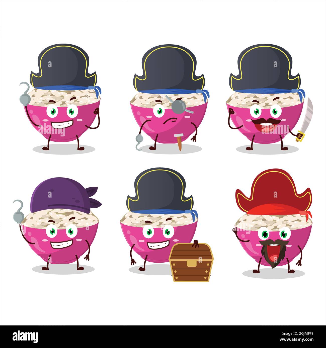 Cartoon character of basmati rice with various pirates emoticons ...