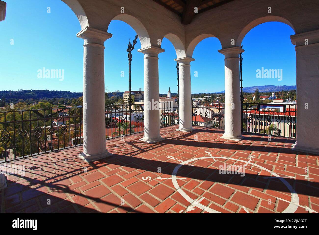 El Mirador clock tower of Santa Barbara County Courthouse at 1100