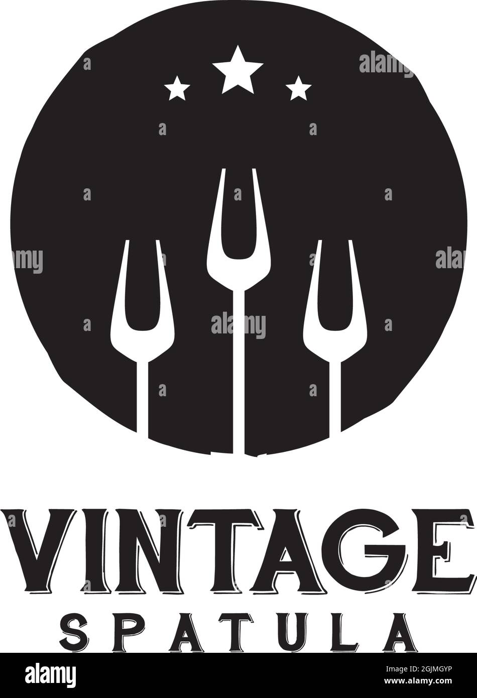 Restaurant logo design with using simple spatula icon Stock Vector