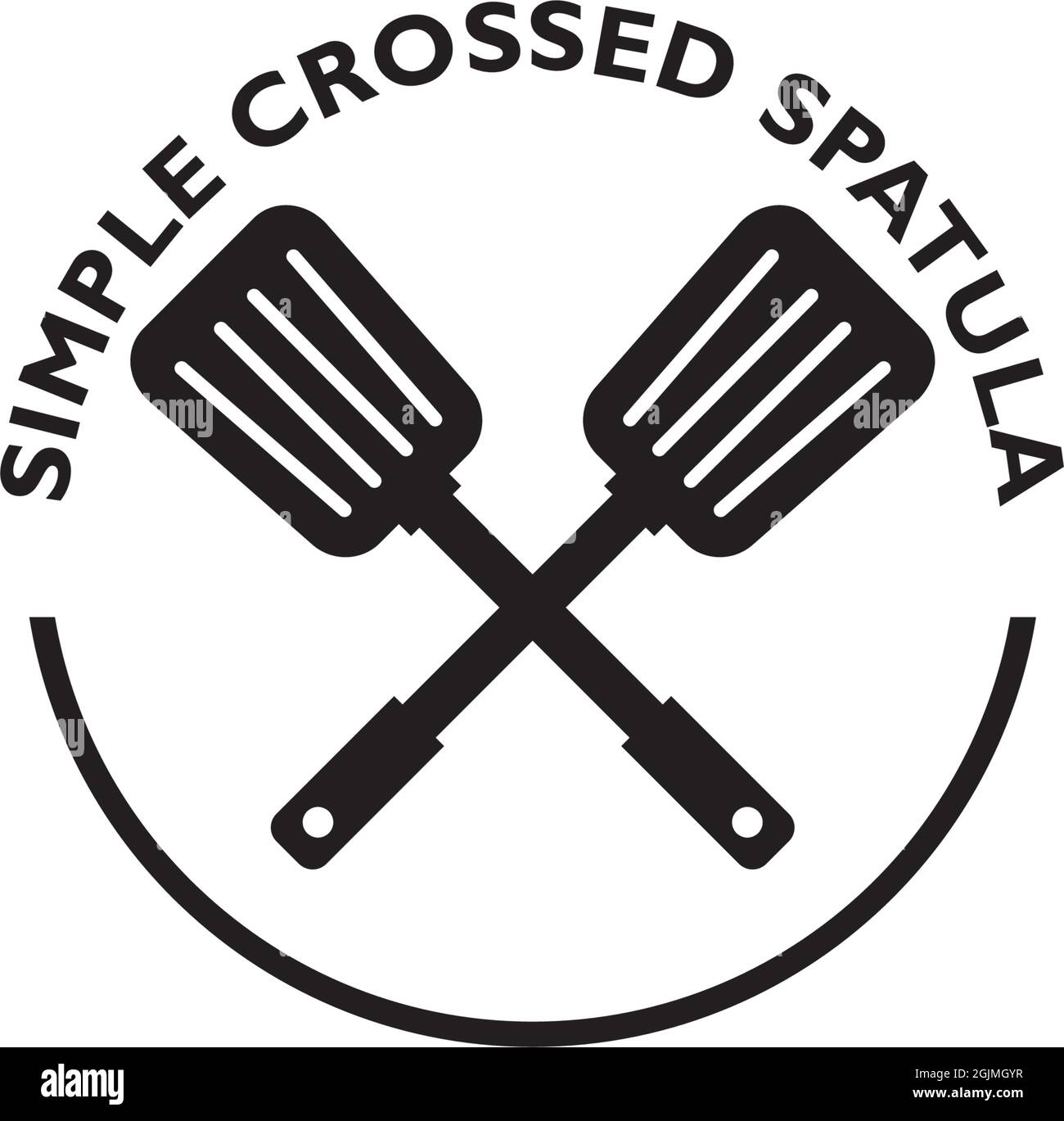 Restaurant logo design with using simple spatula icon Stock Vector