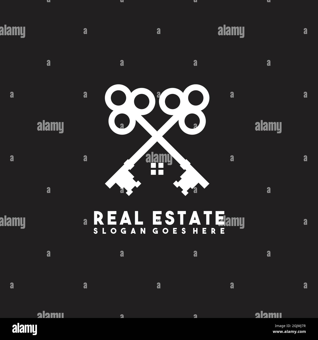 Real estate logo design with using crossed key illustration vector template Stock Vector