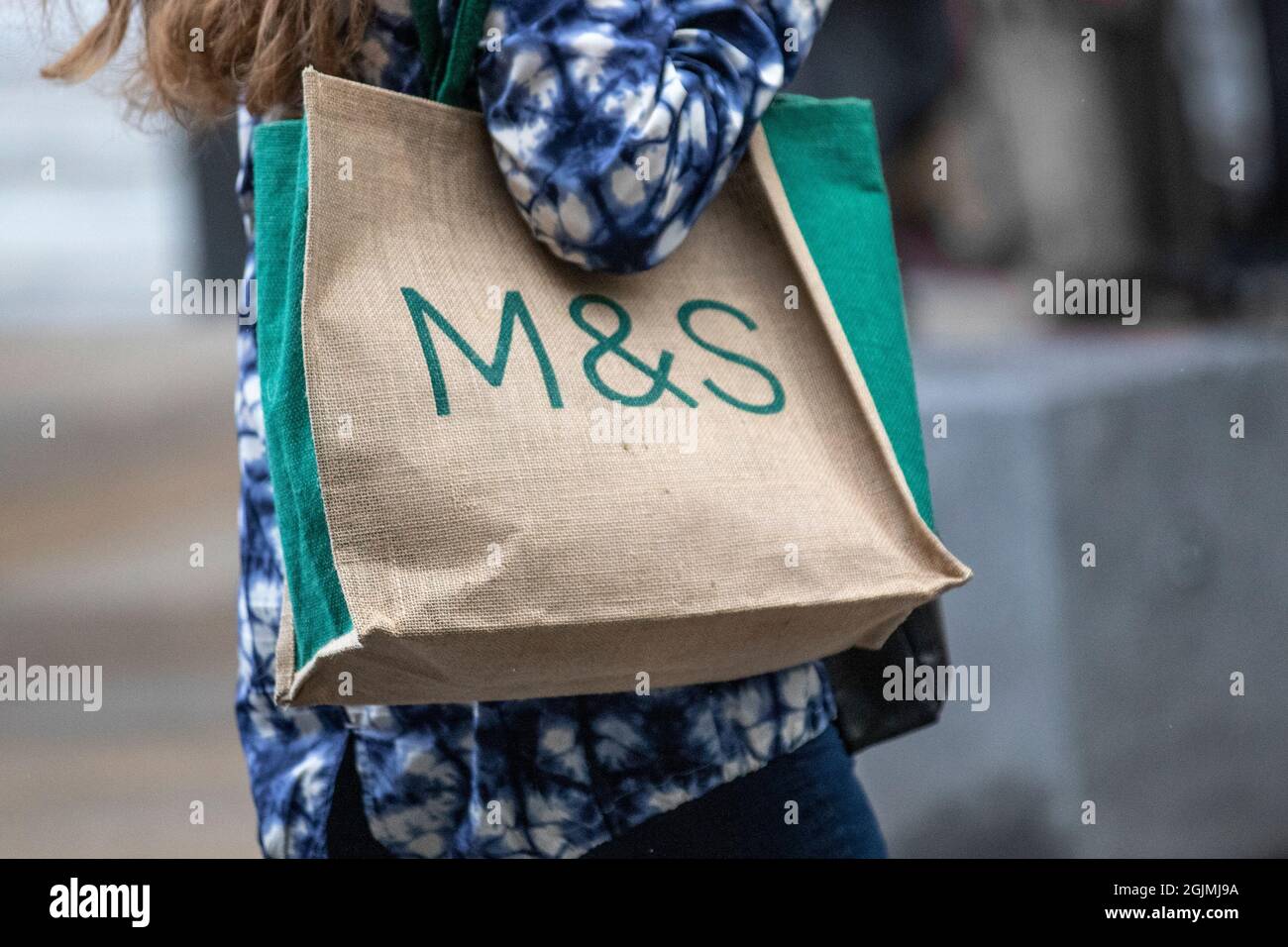 M&S, M & S, Marks and Spencers Jute reusable store bag in Preston, UK ...
