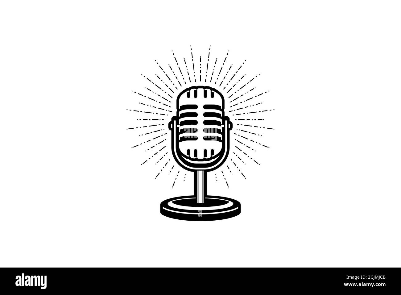 Retro microphone vector illustration. Design element for podcast or karaoke logo, label, emblem