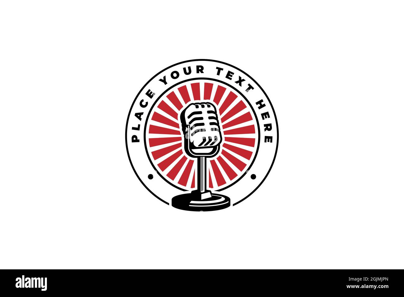 Mic microphone logo vector illustration. Design element for podcast or karaoke logo, label