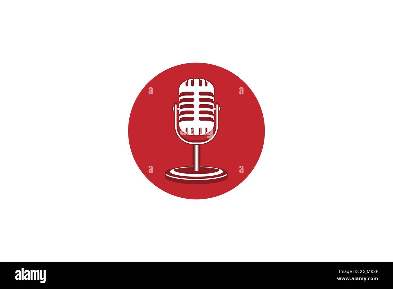 Mic microphone vector illustration. Design element for podcast or karaoke logo, label, emblem