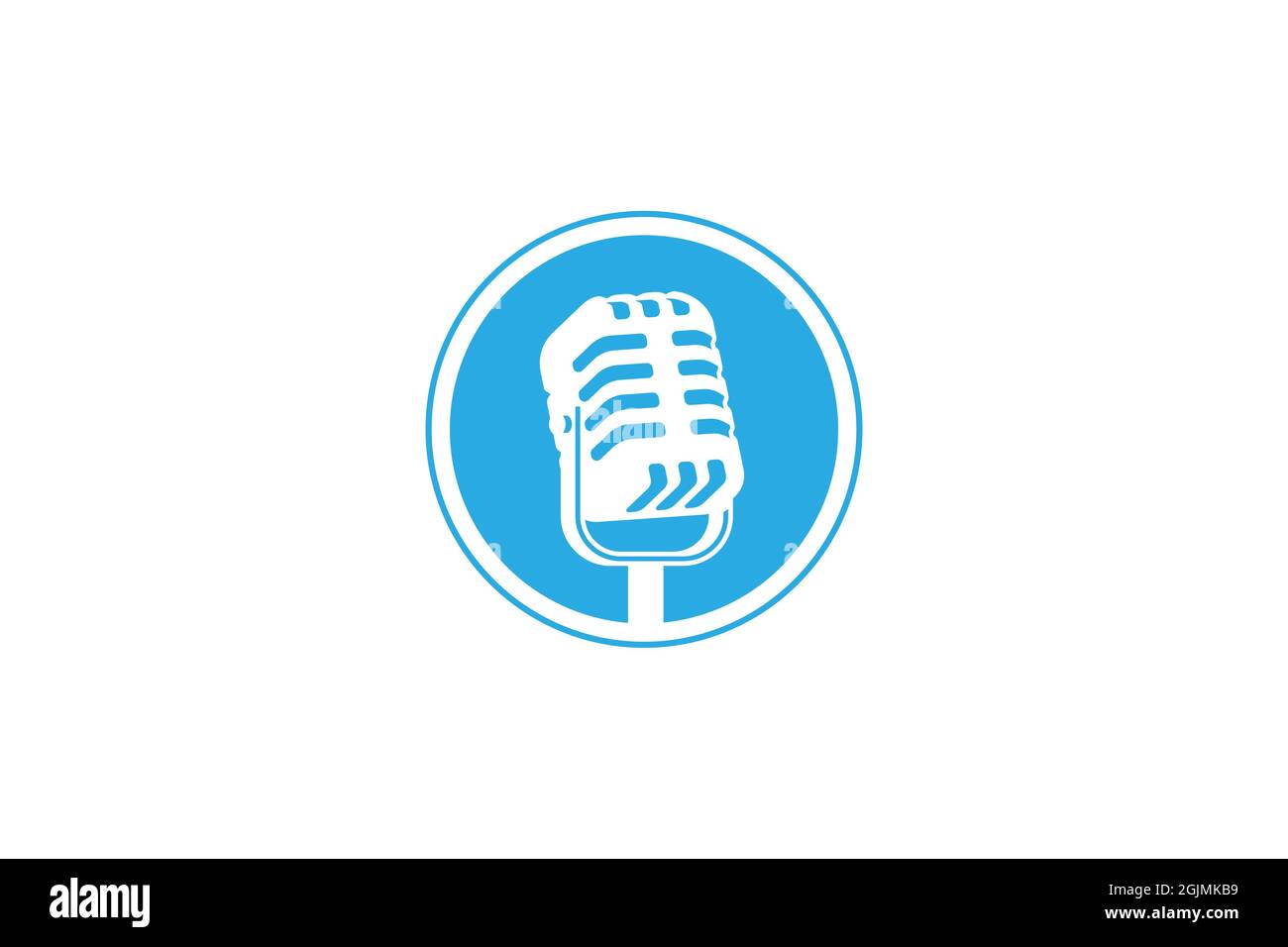 Mic microphone vector illustration. Design element for podcast or karaoke logo, label, emblem