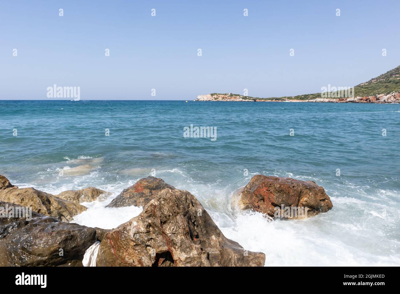 Rocks at a seashore on a hot summer day Stock Photo