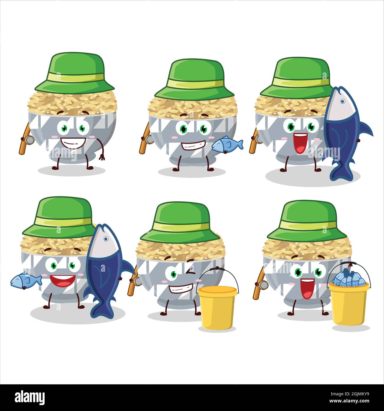 A fisherman parboied long grain rice cartoon picture catch a big fish ...