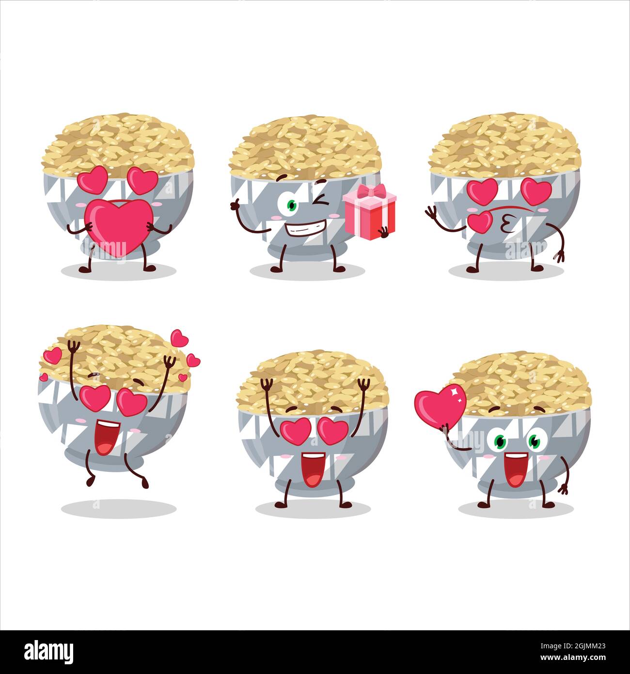 Parboied long grain rice cartoon character with love cute emoticon ...
