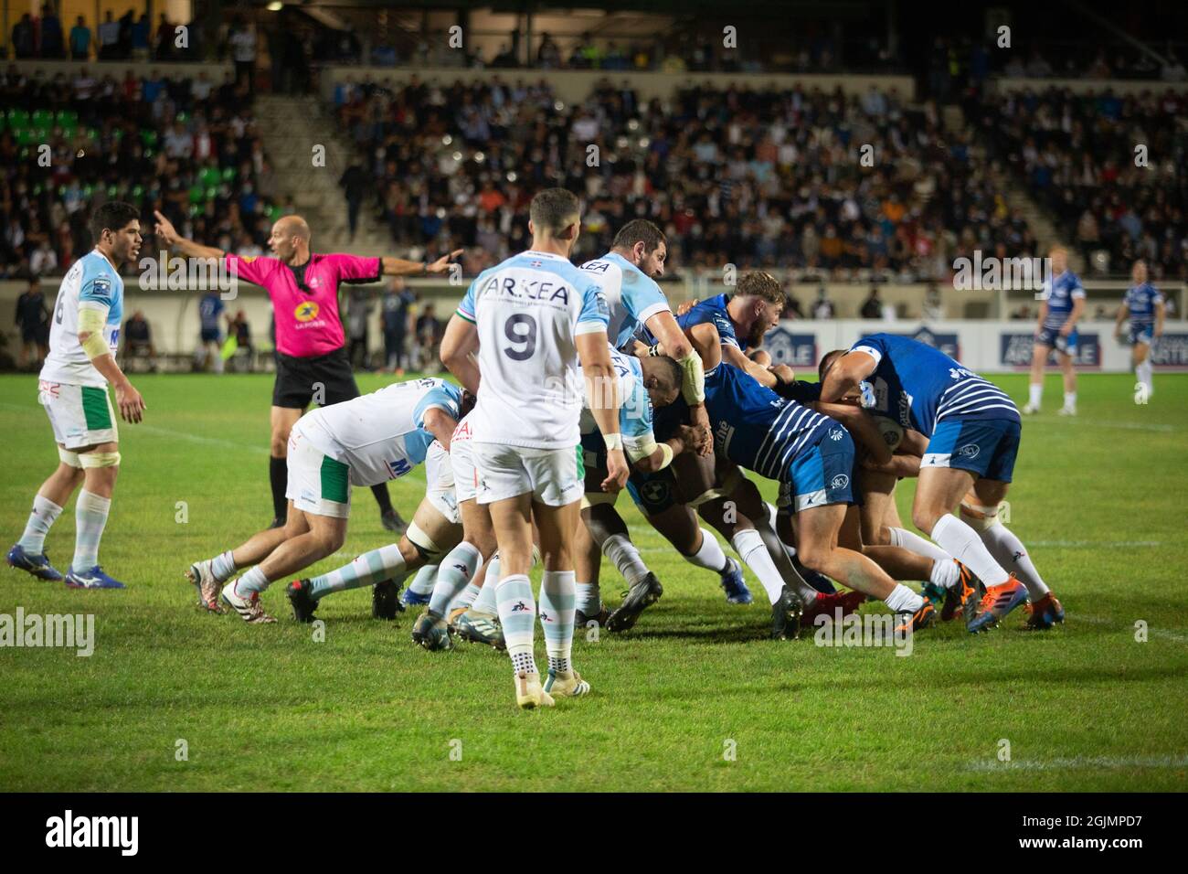 Maul for RCV and Darren O'Shea during the French championship Pro D2 Rugby  Union match between RC Vannes and Aviron Bayonnais on September 10, 2021 at  La Rabine stadium in Vannes, France -