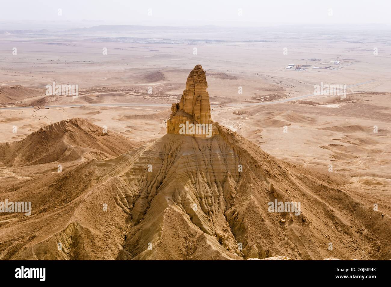 The Faisal's Finger rock near Riyadh, Saudi Arabia, a view from Jabal Tuwaiq escarpment. Stock Photo