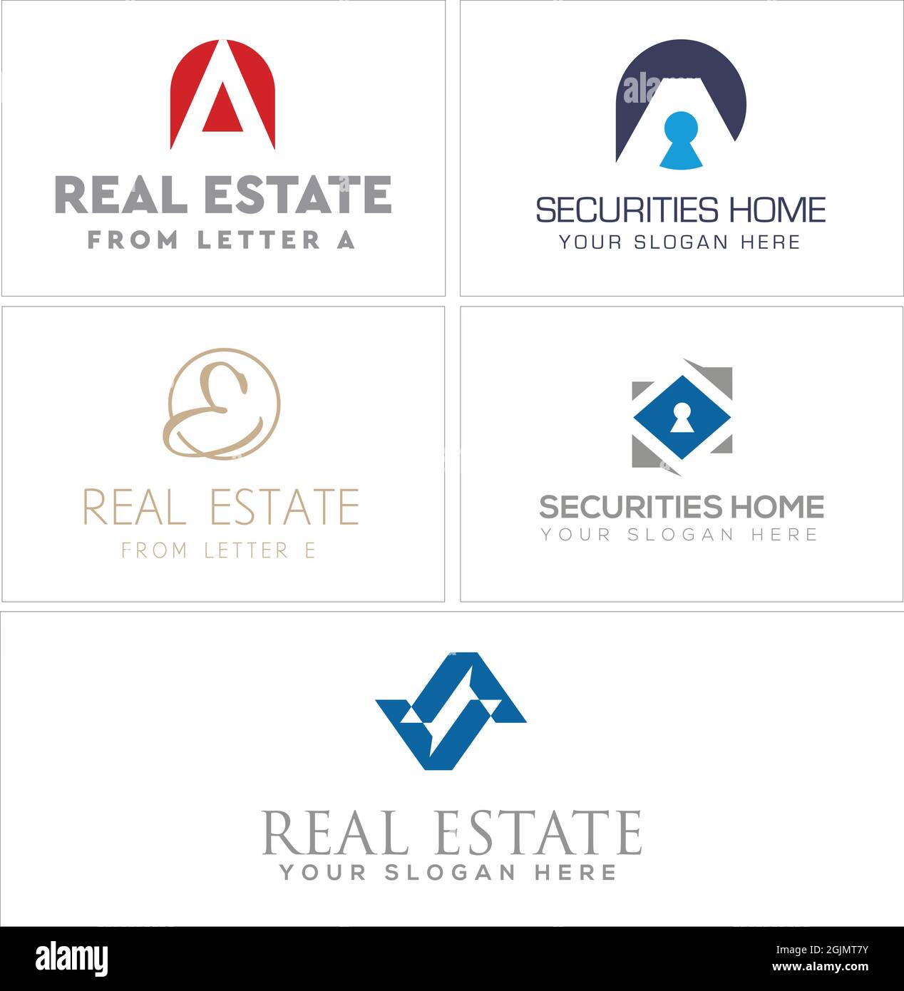 Real estate home padlock property security logo design Stock Vector