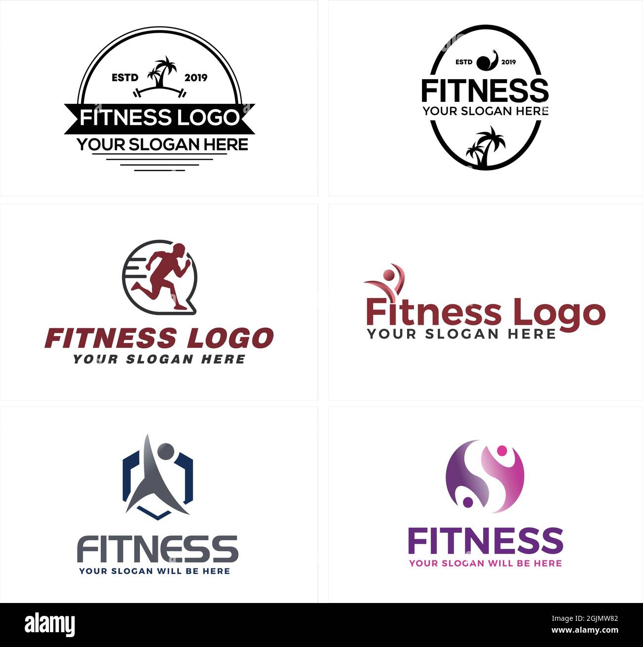 Fitness gym people sport logo design Stock Vector