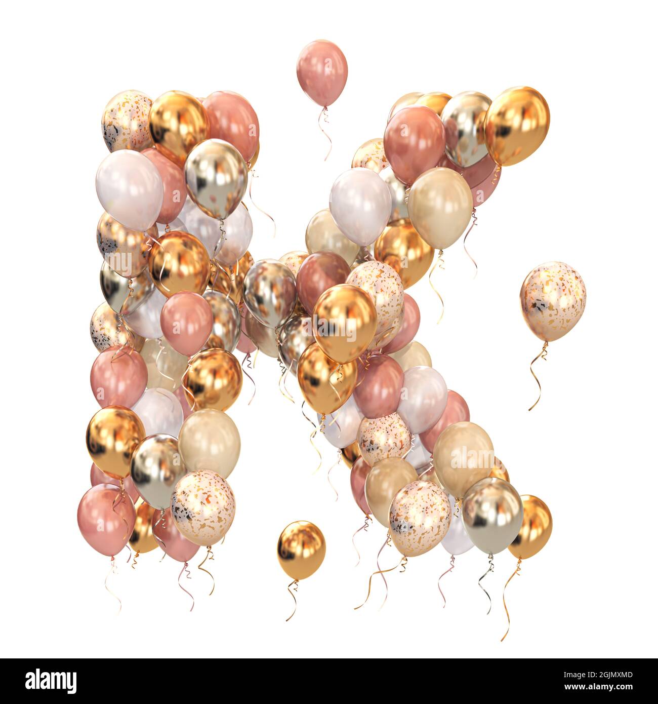 Letter K from balloons isolated on white. Text letter for holiday