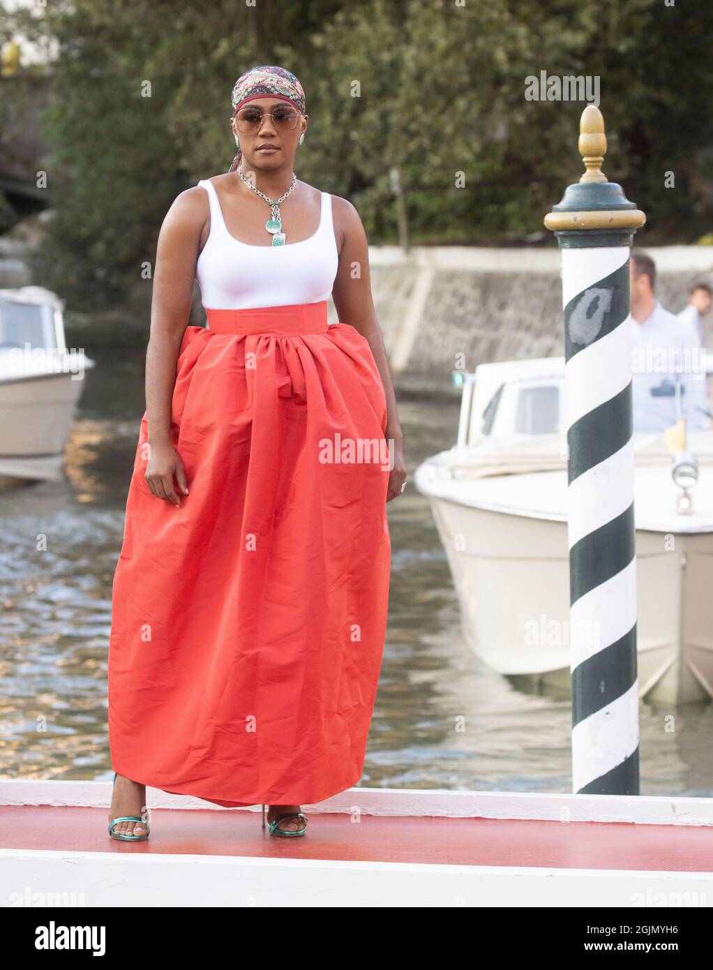 Tiffany Haddish, actress, stand-up comedian and author, arrives at the Venice Film Festival. Stock Photo