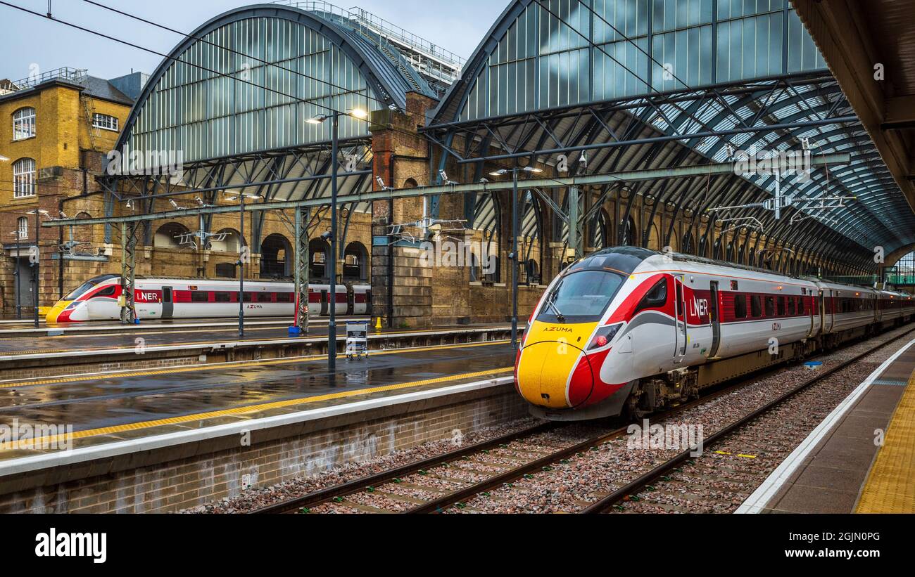 London Kings Cross Trains LNER Azuma Trains at London's Kings Cross