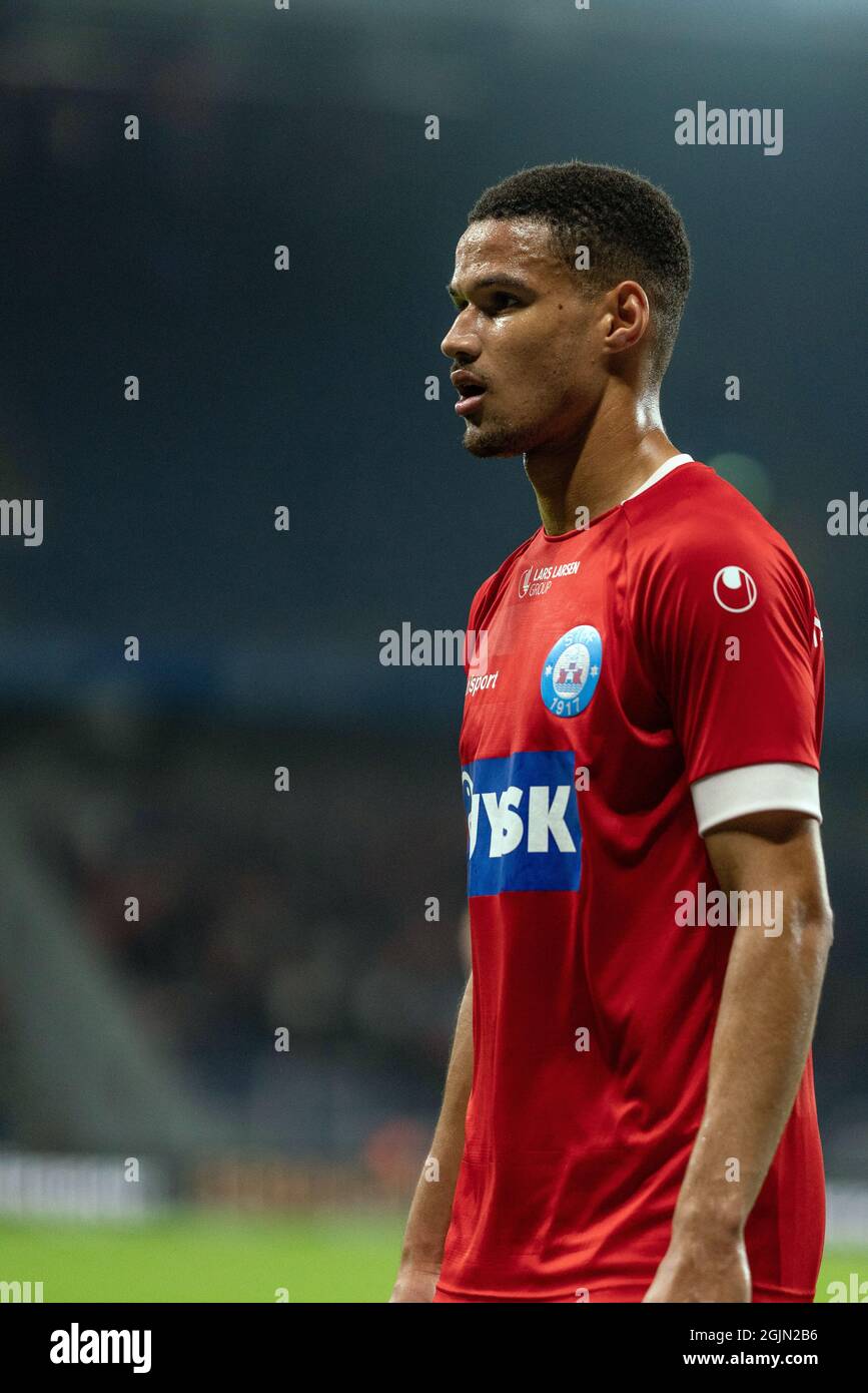 Brondby, Denmark. 10th Sep, 2021. Joel Felix (4) of Silkeborg IF seen during the 3F Superliga match between Broendby IF and Silkeborg IF at Brondby Stadion. (Photo Credit: Gonzales Photo/Alamy Live News Stock Photo