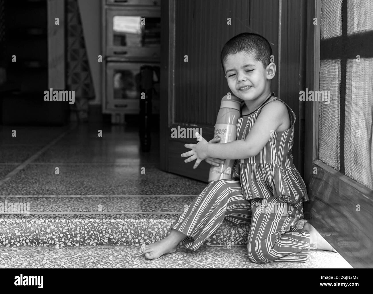 black and white portrait of cute asian baby girl Stock Photo - Alamy
