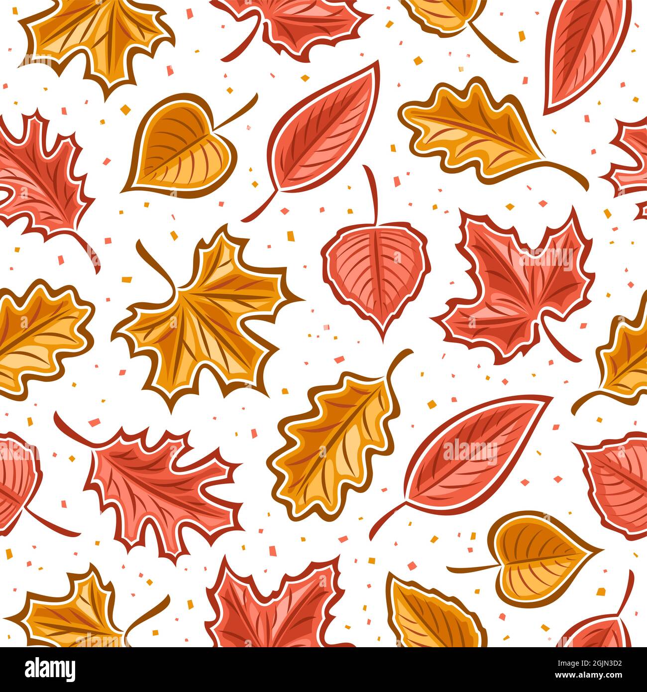 Vector Leaves Seamless Pattern, square repeating background for ...