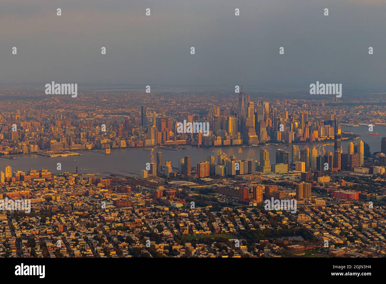 New York City skyline at dusk Stock Photo - Alamy