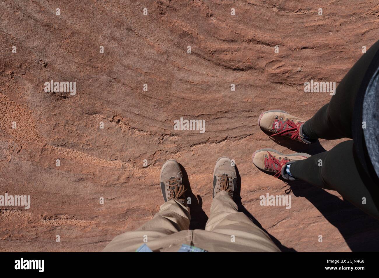 WHITE POCKET, UNITED STATES - Aug 16, 2021: A top view of feet on the ...