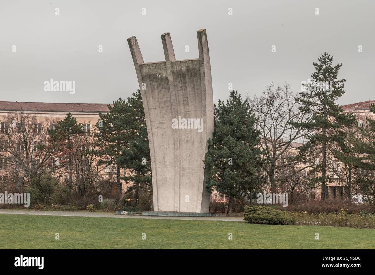 Airlift monument in Berlin Tempelhof from 1951 at the time of the Cold War Stock Photo