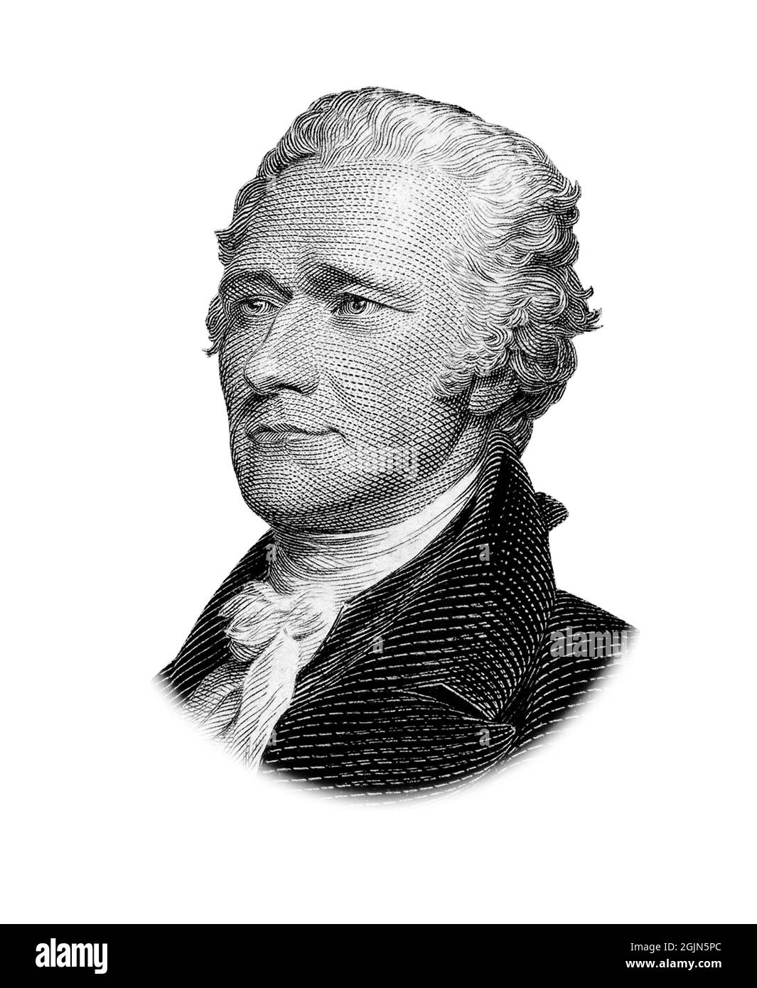 Portrait of Alexander Hamilton Isolated on White Background Stock Photo