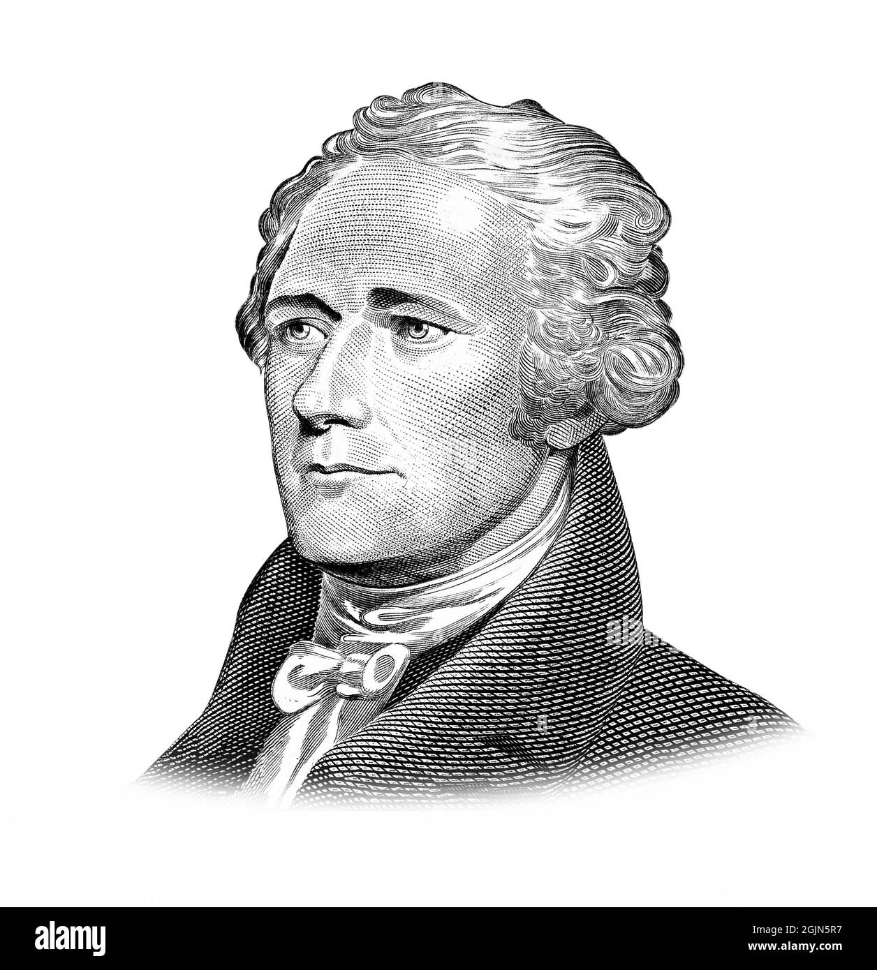 Alexander Hamilton Portrait Isolated on White Background Stock Photo